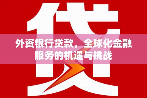 员林外资银行贷款，全球化金融服务的机遇与挑战