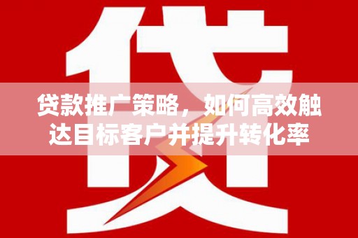 员林贷款推广策略，如何高效触达目标客户并提升转化率