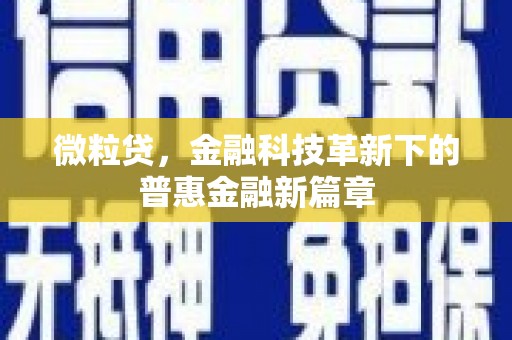 员林微粒贷，金融科技革新下的普惠金融新篇章