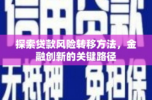 员林探索贷款风险转移方法，金融创新的关键路径